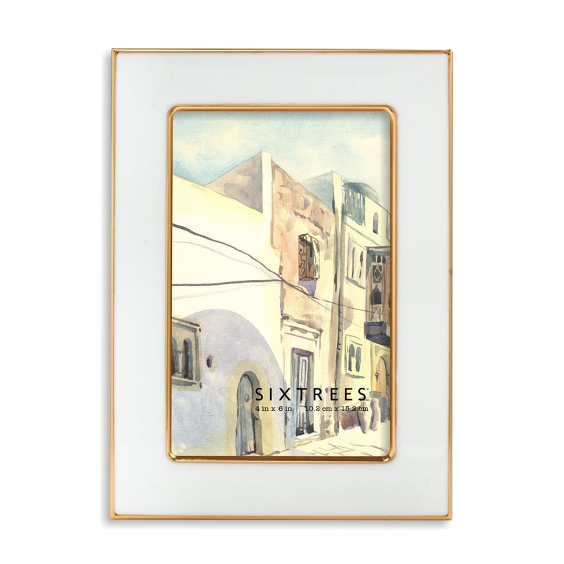 Ava White and Gold Enamel Picture Frame - 4X6, 5X7, 8X10